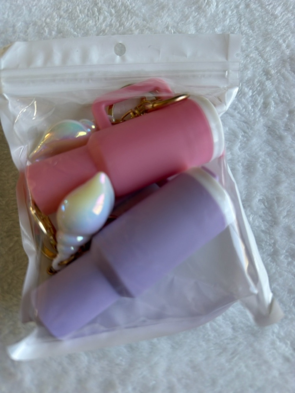 Pink and Lavender Silicone Keychain Lipstick Charm Set